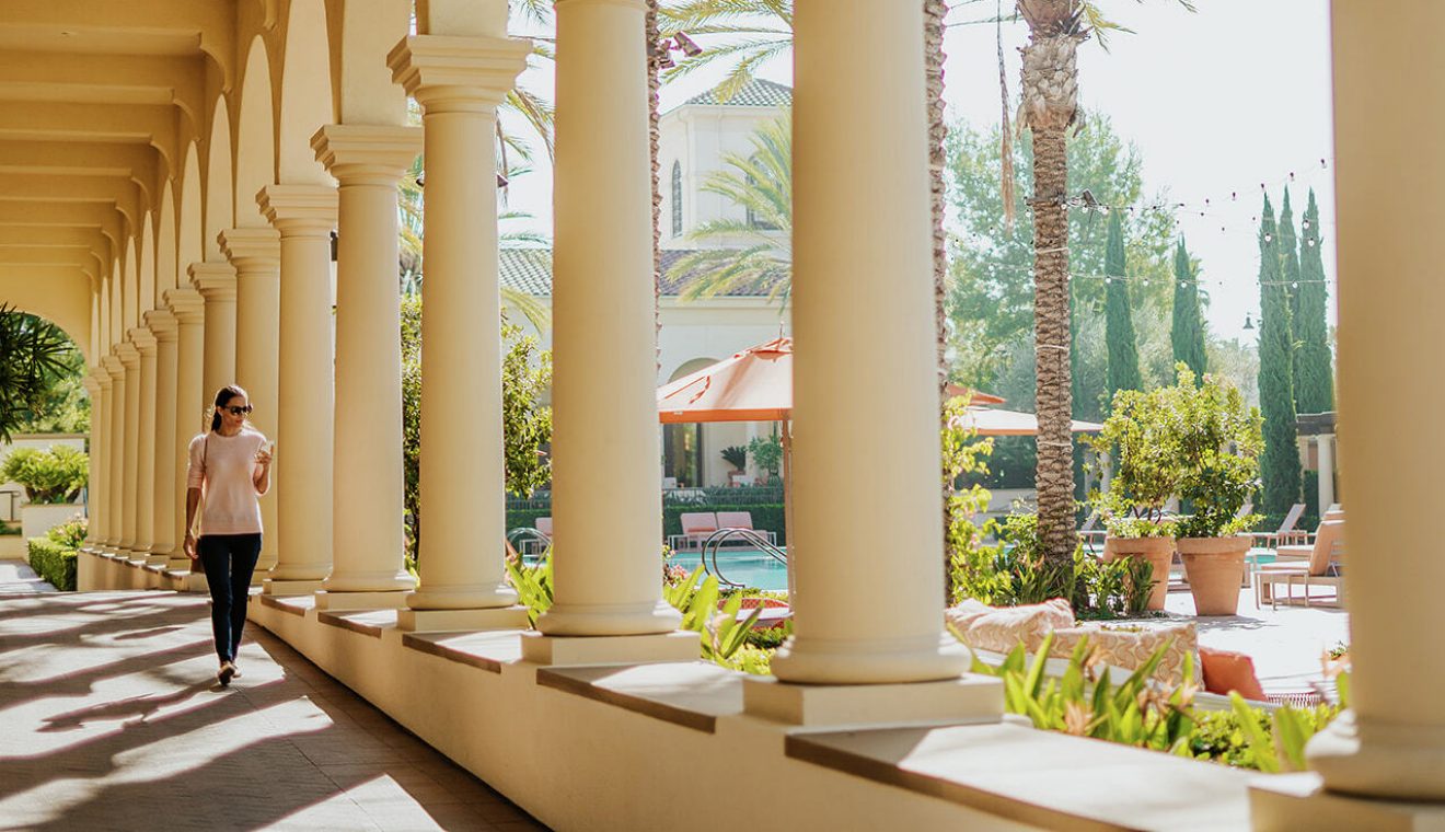 Image of a person touring an Irvine Company apartment community using the TourGuide app.