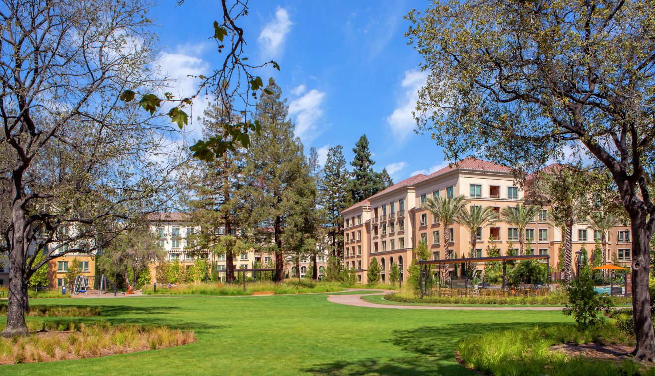 Exterior view of park at Santa Clara Square Apartment Homes in Santa Clara, CA.